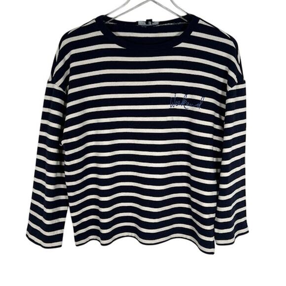 Weekend Max Mara Navy and White Striped Long Sleeve Tee - Picture 2 of 9